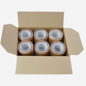 Caja Cinta adhesiva polipropileno solvente transparente 75 mm x 132 m