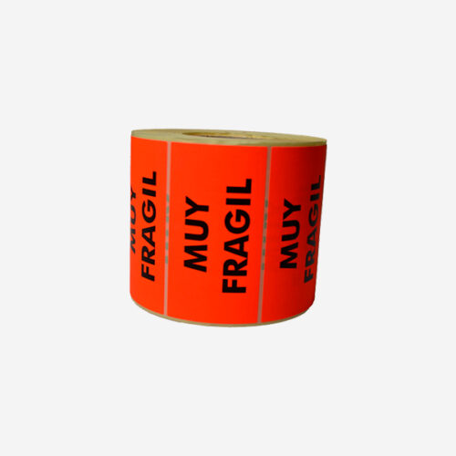 Etiquetas rojo fluor "MUY FRAGIL" 90X50 mm