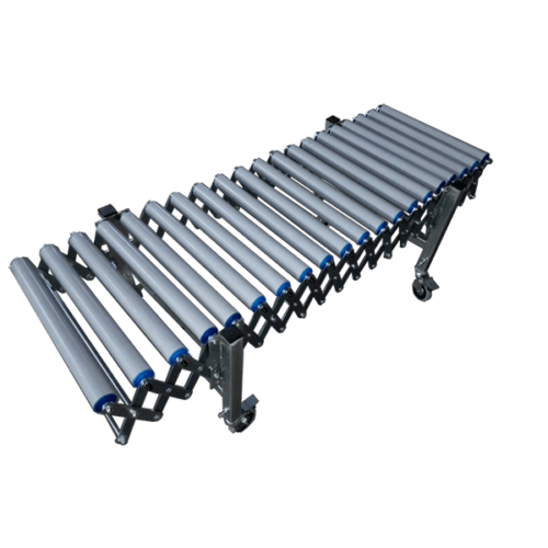 Tramo de rodillos extensible para transporte de paquetes