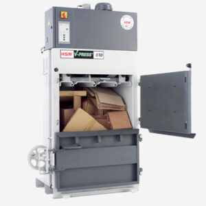 Compactadora V-Press 610 abierta diagonal