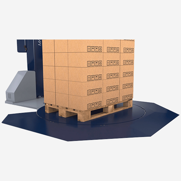 Plataforma con rampa de 270 grados y palet encima