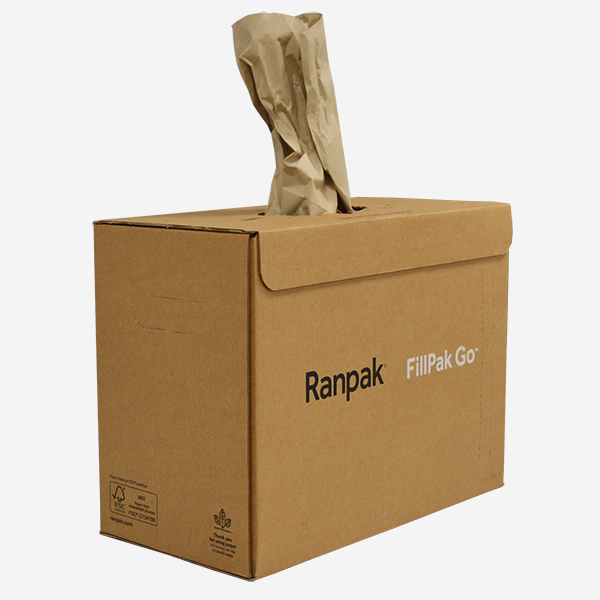 Dispensador Ranpak Fillpak Go lateral izquierdo con papel