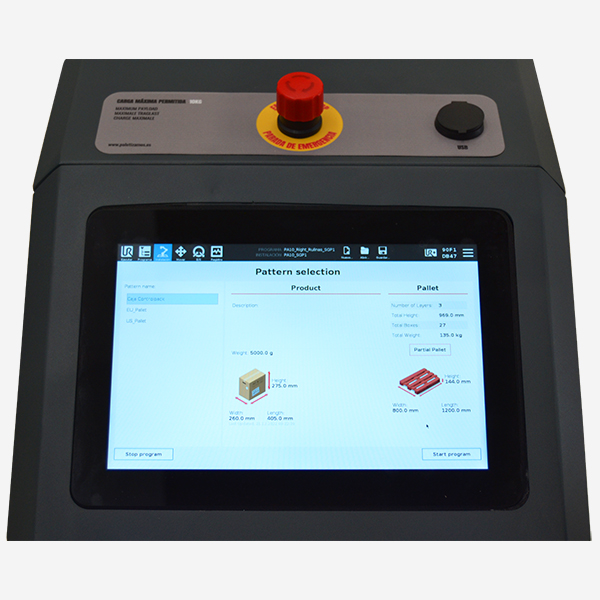 Paletizador Colaborativo Cobot panel de control