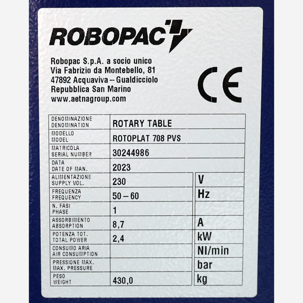 Rotoplat 708 con mástil 2.200mm + Sistema de pesaje matricula