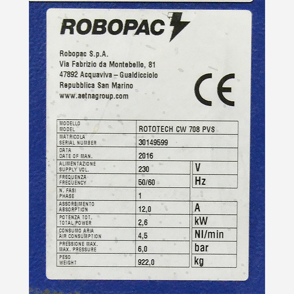 Envolvedora de brazo Rototech C708 CW PVS 2.0 matricula