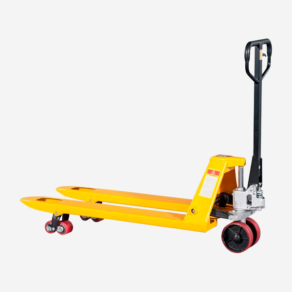 Transpaleta manual con rodillos de Vulkollan de 2.500 Kg lateral elevada