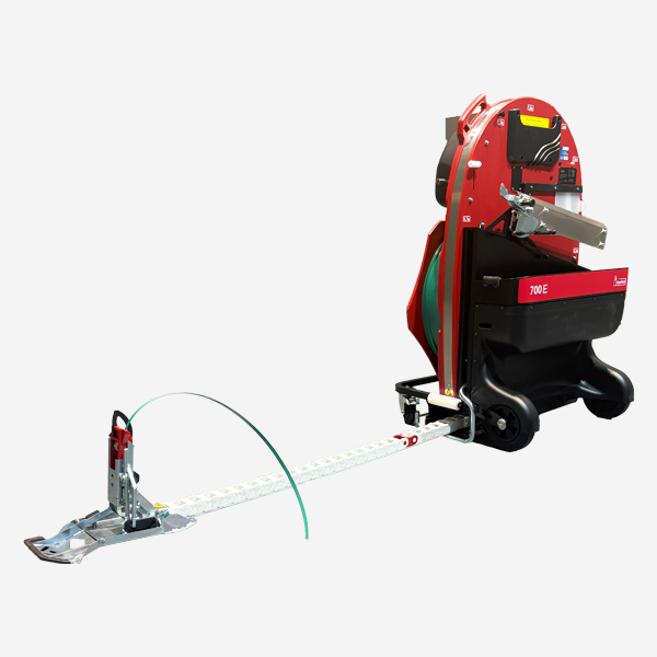 Flejadora semiautomática de palets con lanza Ergopack E-conomy lanza desplegada