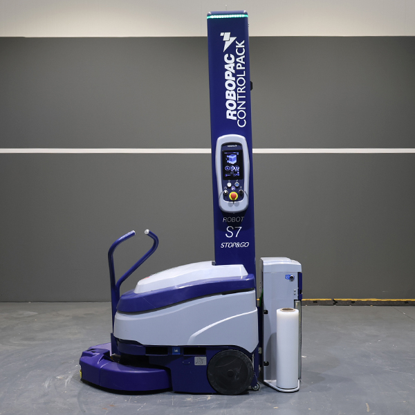 Robot S7 Stop & Go de ocasión, robot envolvedor autopropulsado con batería 110Ah y altura de enfardado hasta 2.200 mm, ideal para embalaje seguro y flexible