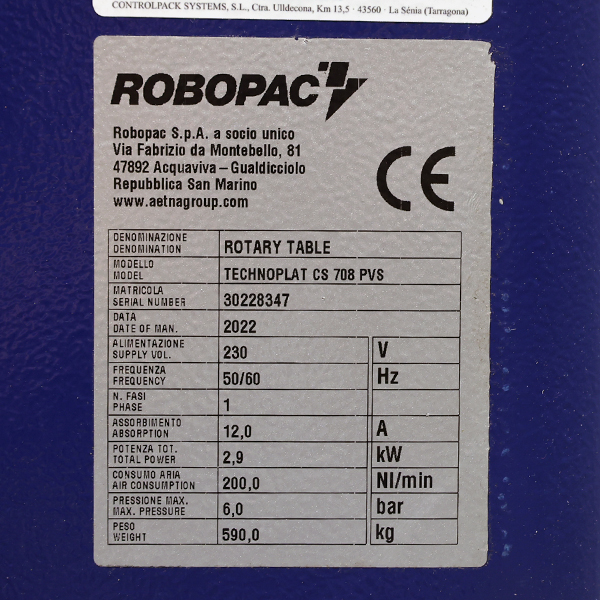 Enfardadora Technoplat CS 708 PVS TP 1650 H2.2 matricula